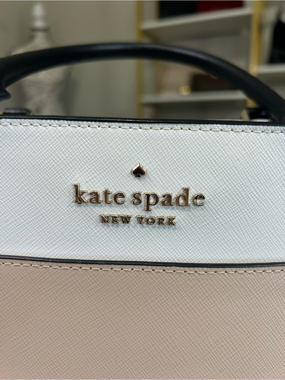 Kate Spade Large Leather Satchel in Blush, White & Black - Picture 9 of 12